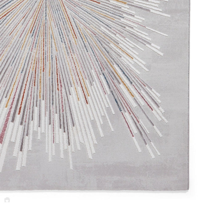 Creation 50199 Modern Abstract Polychromatic Distressed Metallic Shimmer Soft Textured Low Profile Short-Pile Soft Grey/Ivory/Muted Blue/Soft Pink/Golden Ochre/Taupe Rug-Think Rugs-Rug Love - The Most Loved Rug Store