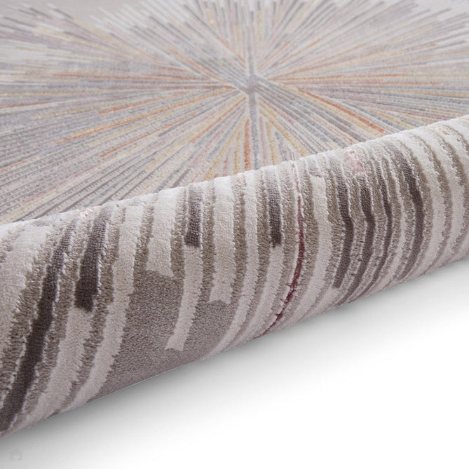 Creation 50199 Modern Abstract Polychromatic Distressed Metallic Shimmer Soft Textured Low Profile Short-Pile Soft Grey/Ivory/Muted Blue/Soft Pink/Golden Ochre/Taupe Rug-Think Rugs-Rug Love - The Most Loved Rug Store