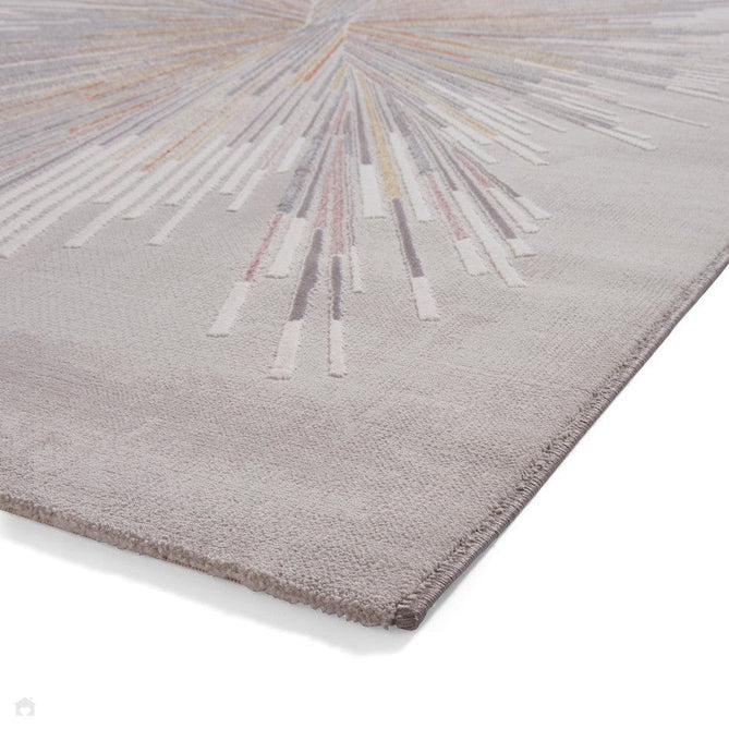Creation 50199 Modern Abstract Polychromatic Distressed Metallic Shimmer Soft Textured Low Profile Short-Pile Soft Grey/Ivory/Muted Blue/Soft Pink/Golden Ochre/Taupe Rug-Think Rugs-Rug Love - The Most Loved Rug Store