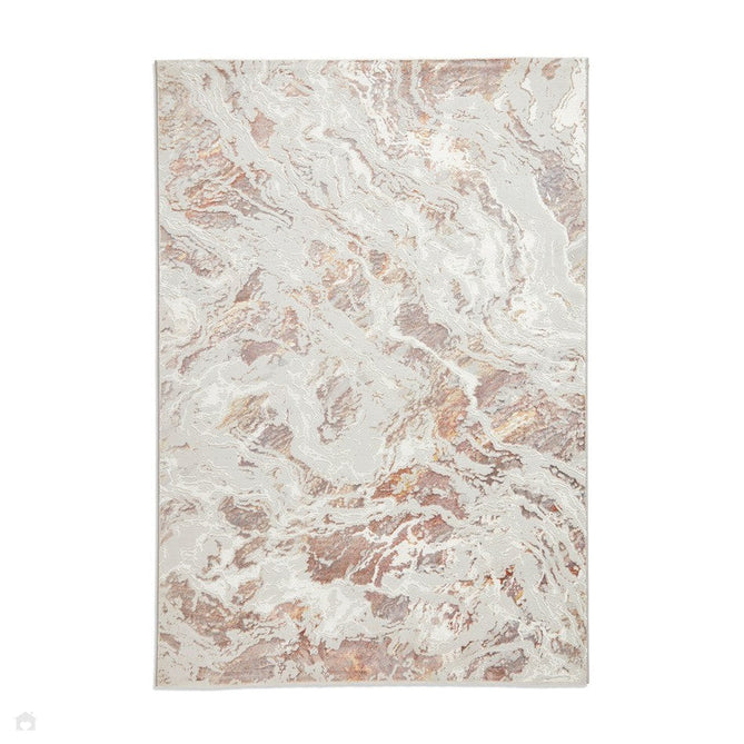 Creation 50200 Modern Abstract Marbled Distressed Metallic Shimmer Soft Textured Low Profile Short-Pile Soft Ivory/Blush Pink/Warm Beige/Muted Taupe Rug-Think Rugs-Rug Love - The Most Loved Rug Store