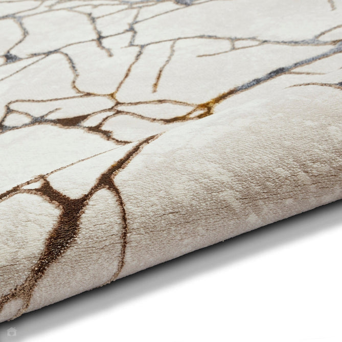 Creation G2848 Modern Abstract Metallic Shimmer Soft High-Density Textured Low Profile Short-Pile Ivory/Gold Rug-Think Rugs-Rug Love - The Most Loved Rug Store