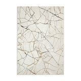 Creation G2848 Modern Abstract Metallic Shimmer Soft High-Density Textured Low Profile Short-Pile Ivory/Gold Rug