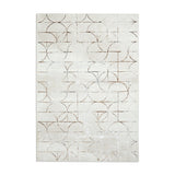 Creation G2851 Modern Geometric Distressed Metallic Shimmer Soft Textured Low Profile Short-Pile Beige/Silver Rug