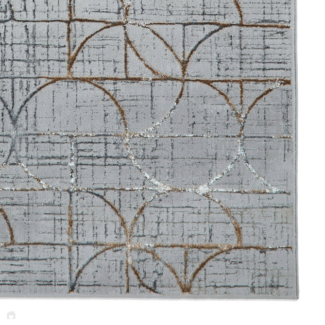 Creation G2851 Modern Geometric Distressed Metallic Shimmer Soft Textured Low Profile Short-Pile Grey/Gold Rug-Think Rugs-Rug Love - The Most Loved Rug Store