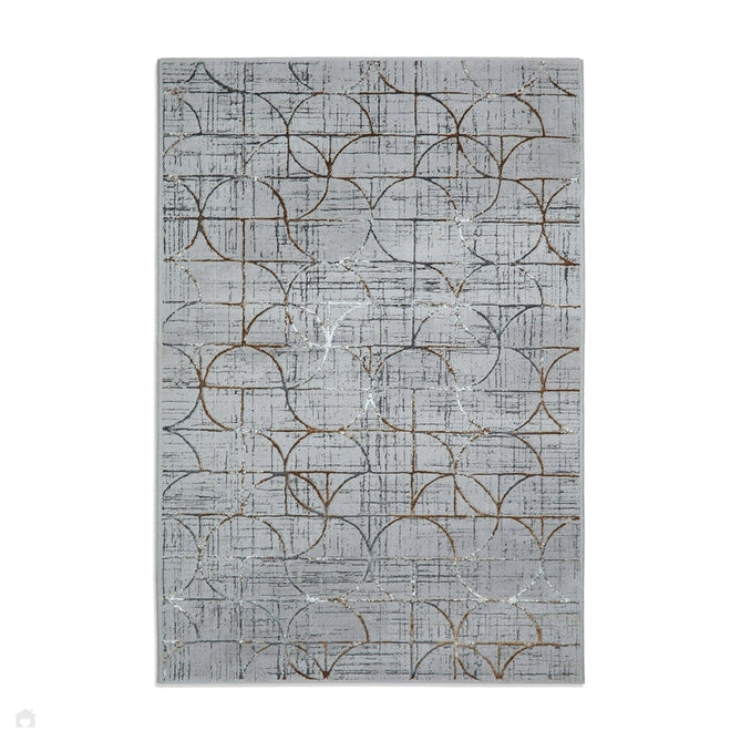 Creation G2851 Modern Geometric Distressed Metallic Shimmer Soft Textured Low Profile Short-Pile Grey/Gold Rug-Think Rugs-Rug Love - The Most Loved Rug Store