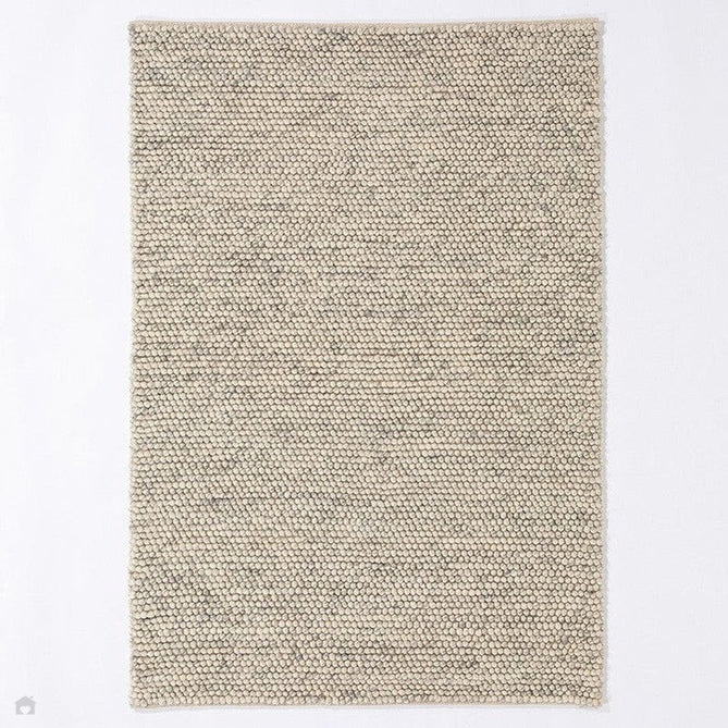 Delilah Modern Plain Mottled Beaded Pebble Hand-Woven Textured Wool Flat-Pile Cream/Grey Rug 160 x 230 cm-Shop Returns-Rug Love - The Most Loved Rug Store