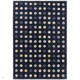 Dotty Modern Geometric Polka Dot Hand-Carved Hi-Low 3D Dome Textured Wool&Viscose Navy Rug