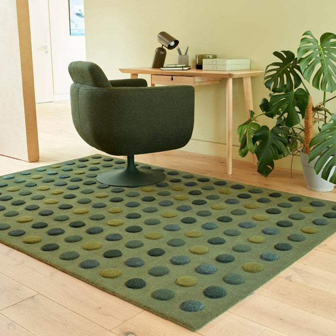 Dotty Modern Geometric Polka Dot Hand-Carved Hi-Low 3D Dome Textured Wool&Viscose Shimmer Green Rug-Asiatic Carpets-Rug Love - The Most Loved Rug Store