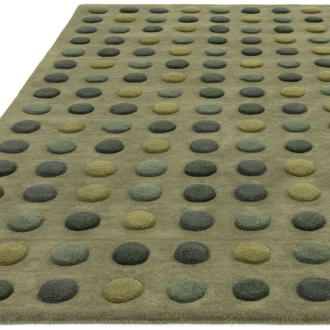Dotty Modern Geometric Polka Dot Hand-Carved Hi-Low 3D Dome Textured Wool&Viscose Shimmer Green Rug-Asiatic Carpets-Rug Love - The Most Loved Rug Store