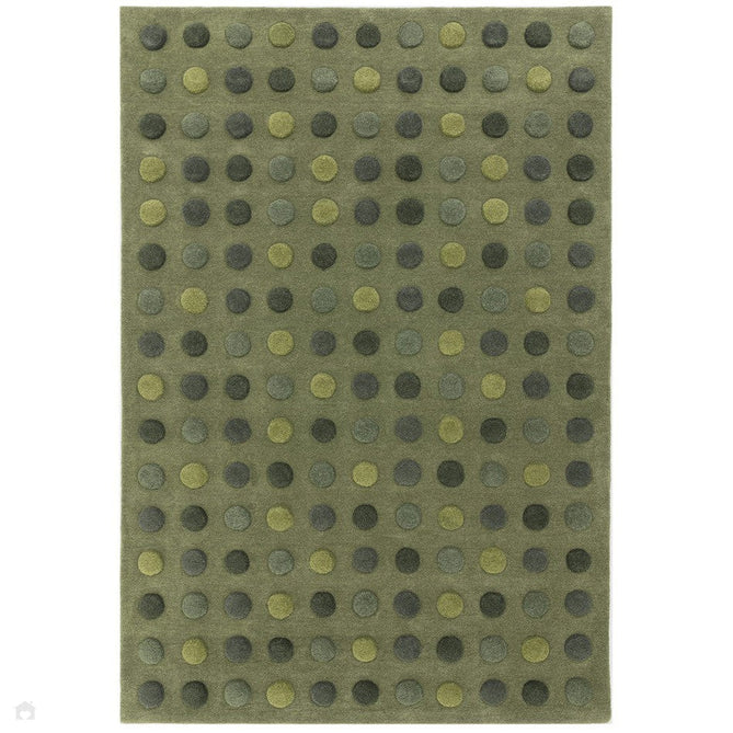 Dotty Modern Geometric Polka Dot Hand-Carved Hi-Low 3D Dome Textured Wool&Viscose Shimmer Green Rug-Asiatic Carpets-Rug Love - The Most Loved Rug Store