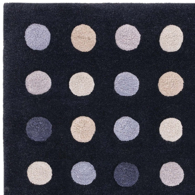 Dotty Modern Geometric Polka Dot Hand-Carved Hi-Low 3D Dome Textured Wool&Viscose Shimmer Navy Rug-Asiatic Carpets-Rug Love - The Most Loved Rug Store