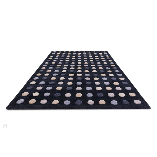 Dotty Modern Geometric Polka Dot Hand-Carved Hi-Low 3D Dome Textured Wool&Viscose Shimmer Navy Rug-Asiatic Carpets-Rug Love - The Most Loved Rug Store