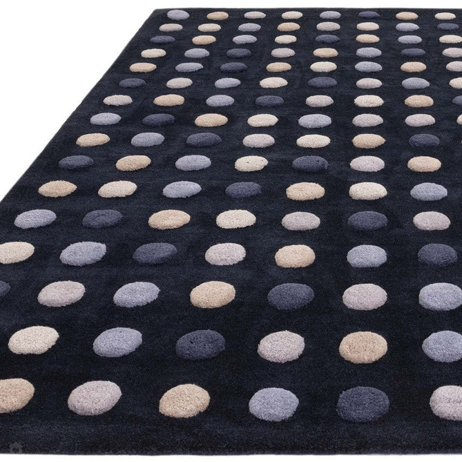 Dotty Modern Geometric Polka Dot Hand-Carved Hi-Low 3D Dome Textured Wool&Viscose Shimmer Navy Rug-Asiatic Carpets-Rug Love - The Most Loved Rug Store