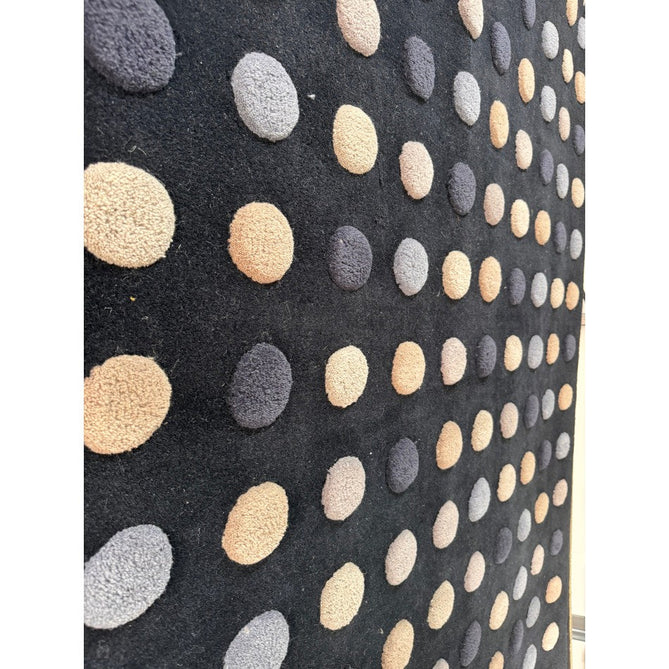 Dotty Modern Geometric Polka Dot Hand-Carved Hi-Low 3D Dome Textured Wool&Viscose Shimmer Navy Rug-Asiatic Carpets-Rug Love - The Most Loved Rug Store
