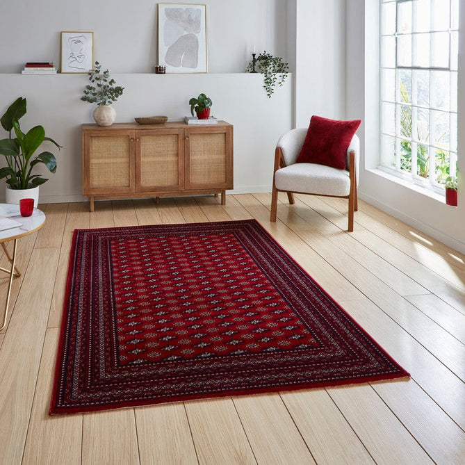 Dubai 62096 Traditional Diamond Motif Pattern Border Soft High Density Smooth Touch Polyester Deep Red/Navy/Black/White Runner-Think Rugs-Rug Love - The Most Loved Rug Store