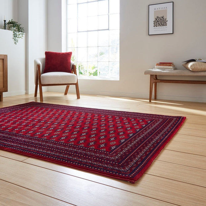 Dubai 62096 Traditional Diamond Motif Pattern Border Soft High Density Smooth Touch Polyester Deep Red/Navy/Black/White Runner-Think Rugs-Rug Love - The Most Loved Rug Store