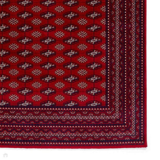 Dubai 62096 Traditional Diamond Motif Pattern Border Soft High Density Smooth Touch Polyester Deep Red/Navy/Black/White Runner-Think Rugs-Rug Love - The Most Loved Rug Store