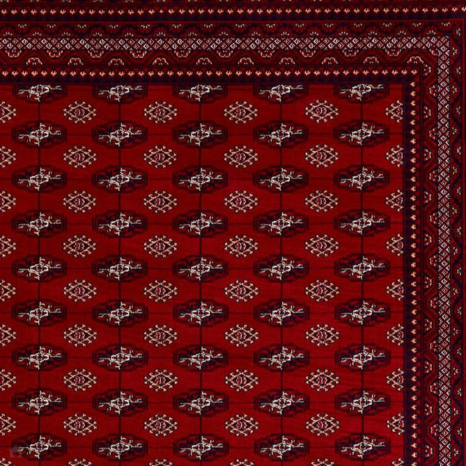 Dubai 62096 Traditional Diamond Motif Pattern Border Soft High Density Smooth Touch Polyester Deep Red/Navy/Black/White Runner-Think Rugs-Rug Love - The Most Loved Rug Store