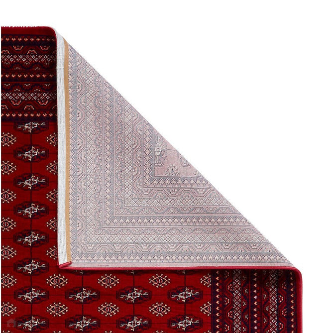 Dubai 62096 Traditional Diamond Motif Pattern Border Soft High Density Smooth Touch Polyester Deep Red/Navy/Black/White Runner-Think Rugs-Rug Love - The Most Loved Rug Store