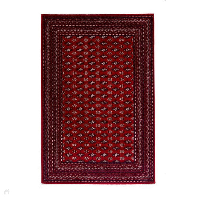 Dubai 62096 Traditional Diamond Motif Pattern Border Soft High Density Smooth Touch Polyester Deep Red/Navy/Black/White Runner-Think Rugs-Rug Love - The Most Loved Rug Store