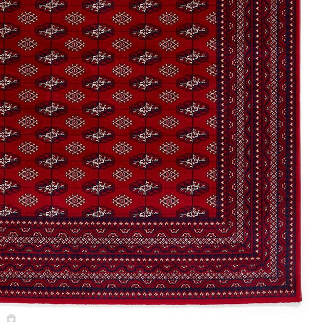 Dubai 62096 Traditional Diamond Motif Pattern Border Soft High Density Smooth Touch Polyester Deep Red/Navy/Black/White Runner-Think Rugs-Rug Love - The Most Loved Rug Store