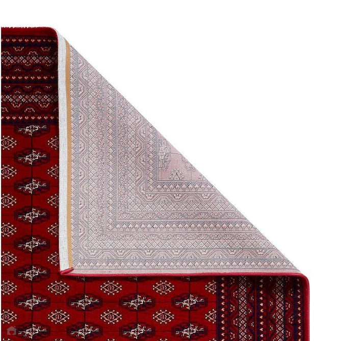 Dubai 62096 Traditional Diamond Motif Pattern Border Soft High Density Smooth Touch Polyester Deep Red/Navy/Black/White Runner-Think Rugs-Rug Love - The Most Loved Rug Store