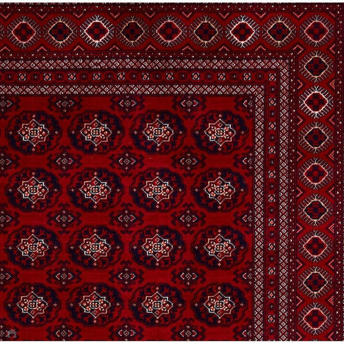 Dubai 62098 Traditional Bokhara Floral Motif Medallion Border Soft Patterned Deep Red/Navy/Black/White Rug 160 x 230 cm-Shop Returns-Rug Love - The Most Loved Rug Store