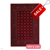 Dubai 62098 Traditional Bokhara Floral Motif Medallion Border Soft Patterned Deep Red/Navy/Black/White Rug 160 x 230 cm