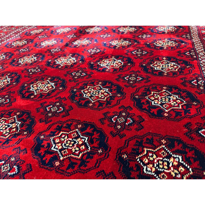Dubai 62098 Traditional Bokhara Floral Motif Pattern Medallion Border Soft High Density Smooth Touch Polyester Deep Red/Navy/Black/White Runner-Think Rugs-Rug Love - The Most Loved Rug Store