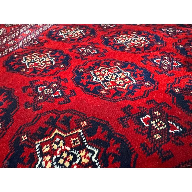 Dubai 62098 Traditional Bokhara Floral Motif Pattern Medallion Border Soft High Density Smooth Touch Polyester Deep Red/Navy/Black/White Runner-Think Rugs-Rug Love - The Most Loved Rug Store