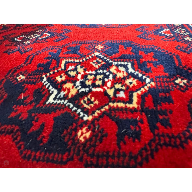 Dubai 62098 Traditional Bokhara Floral Motif Pattern Medallion Border Soft High Density Smooth Touch Polyester Deep Red/Navy/Black/White Runner-Think Rugs-Rug Love - The Most Loved Rug Store