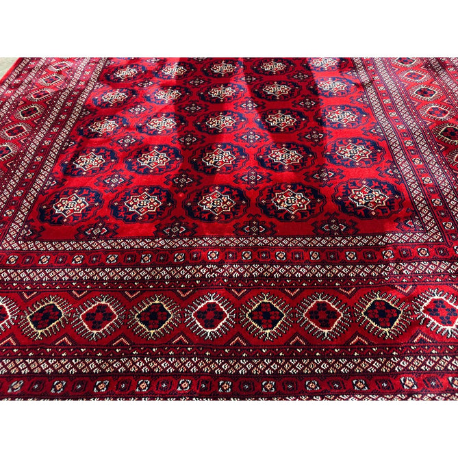 Dubai 62098 Traditional Bokhara Floral Motif Pattern Medallion Border Soft High Density Smooth Touch Polyester Deep Red/Navy/Black/White Runner-Think Rugs-Rug Love - The Most Loved Rug Store