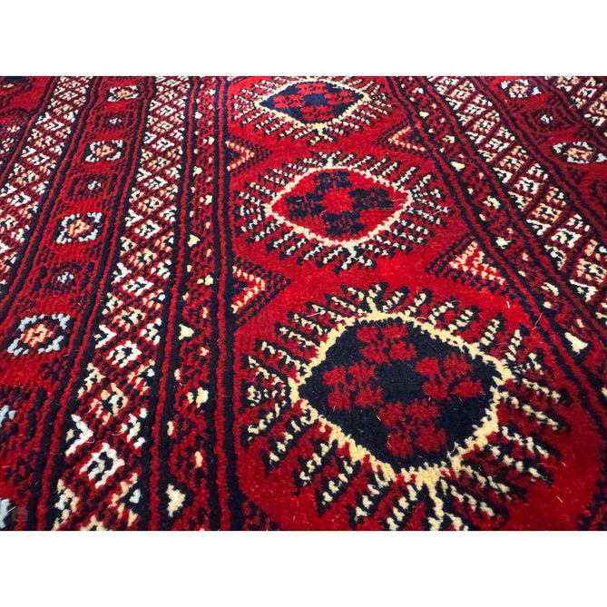 Dubai 62098 Traditional Bokhara Floral Motif Pattern Medallion Border Soft High Density Smooth Touch Polyester Deep Red/Navy/Black/White Runner-Think Rugs-Rug Love - The Most Loved Rug Store
