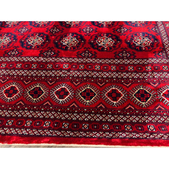 Dubai 62098 Traditional Bokhara Floral Motif Pattern Medallion Border Soft High Density Smooth Touch Polyester Deep Red/Navy/Black/White Runner-Think Rugs-Rug Love - The Most Loved Rug Store