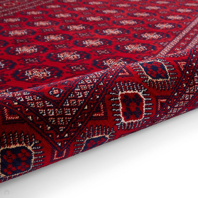 Dubai 62098 Traditional Bokhara Floral Motif Pattern Medallion Border Soft High Density Smooth Touch Polyester Deep Red/Navy/Black/White Runner-Think Rugs-Rug Love - The Most Loved Rug Store