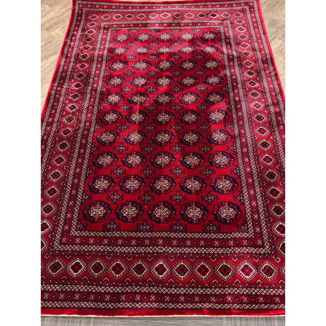 Dubai 62098 Traditional Bokhara Floral Motif Pattern Medallion Border Soft High Density Smooth Touch Polyester Deep Red/Navy/Black/White Runner-Think Rugs-Rug Love - The Most Loved Rug Store