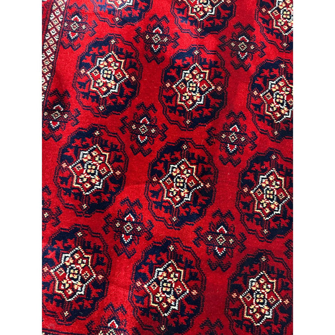 Dubai 62098 Traditional Bokhara Floral Motif Pattern Medallion Border Soft High Density Smooth Touch Polyester Deep Red/Navy/Black/White Runner-Think Rugs-Rug Love - The Most Loved Rug Store
