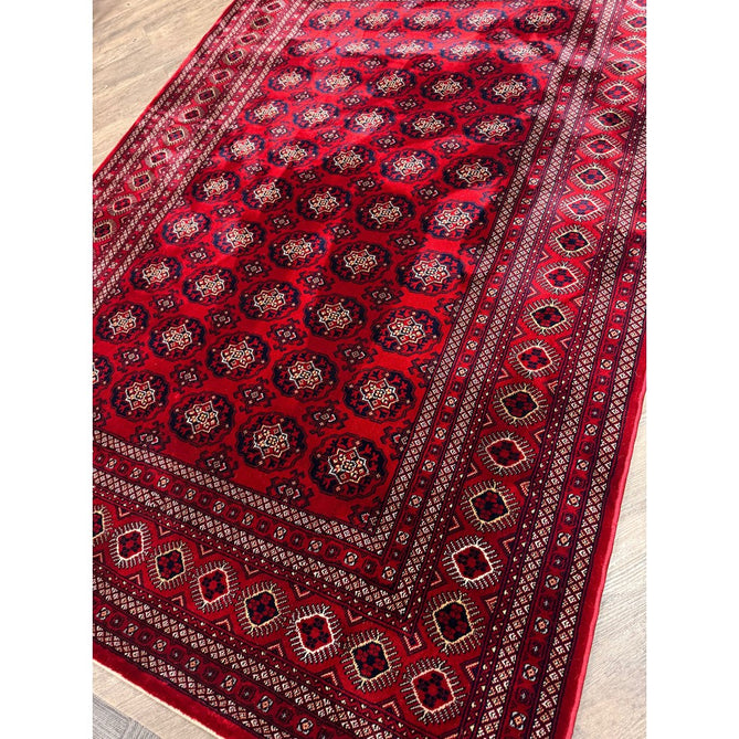 Dubai 62098 Traditional Bokhara Floral Motif Pattern Medallion Border Soft High Density Smooth Touch Polyester Deep Red/Navy/Black/White Runner-Think Rugs-Rug Love - The Most Loved Rug Store