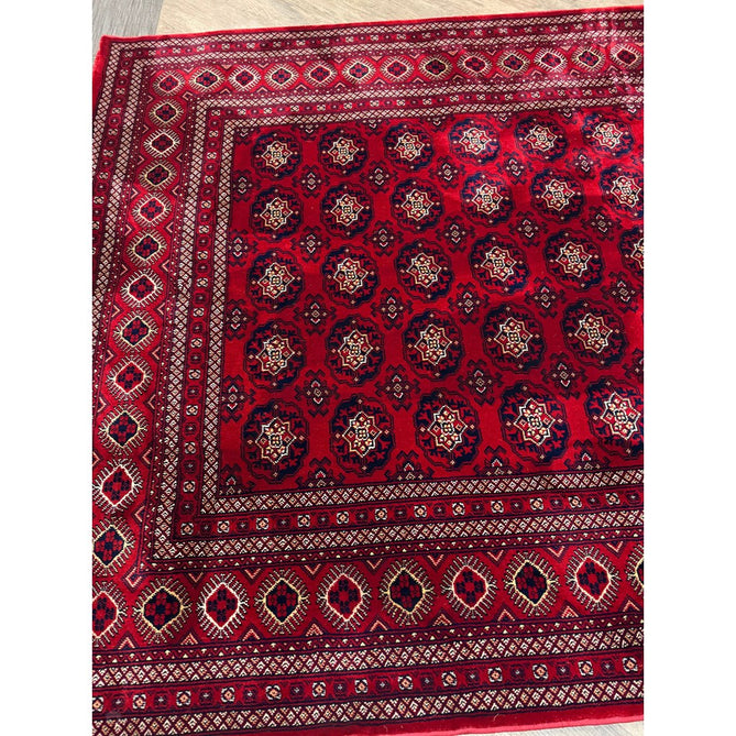 Dubai 62098 Traditional Bokhara Floral Motif Pattern Medallion Border Soft High Density Smooth Touch Polyester Deep Red/Navy/Black/White Runner-Think Rugs-Rug Love - The Most Loved Rug Store