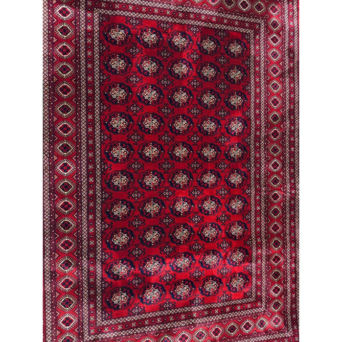 Dubai 62098 Traditional Bokhara Floral Motif Medallion Border Soft Patterned Red Rug-Think Rugs-Rug Love - The Most Loved Rug Store