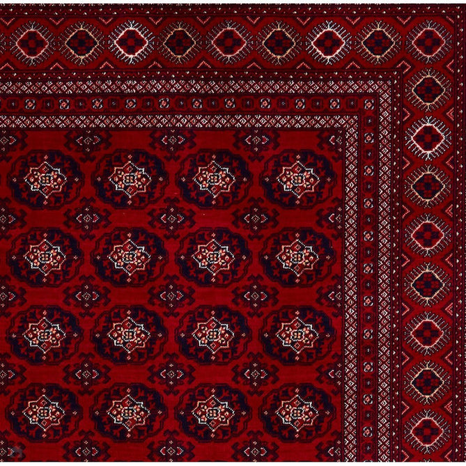 Dubai 62098 Traditional Bokhara Floral Motif Medallion Border Soft Patterned Red Rug-Think Rugs-Rug Love - The Most Loved Rug Store