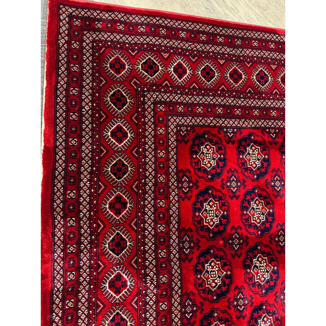 Dubai 62098 Traditional Bokhara Floral Motif Medallion Border Soft Patterned Red Rug-Think Rugs-Rug Love - The Most Loved Rug Store