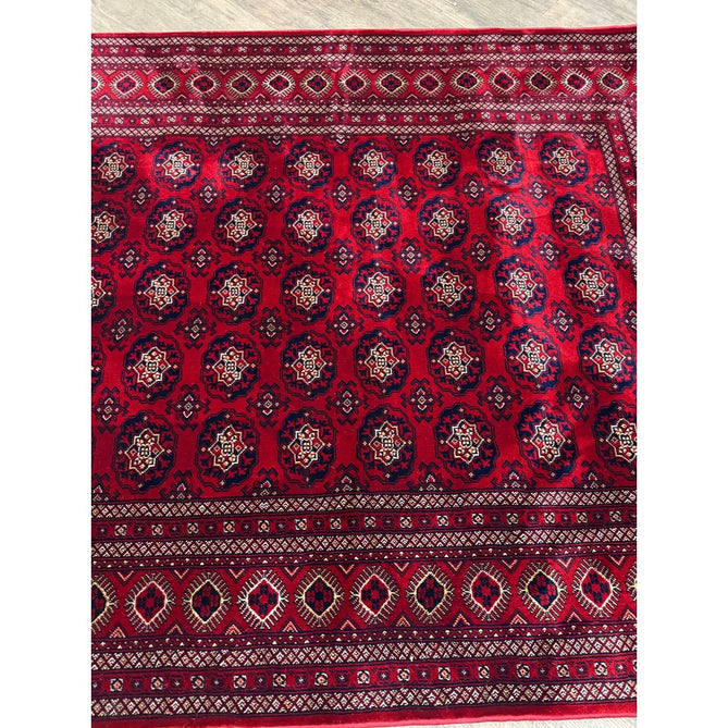 Dubai 62098 Traditional Bokhara Floral Motif Medallion Border Soft Patterned Red Rug-Think Rugs-Rug Love - The Most Loved Rug Store