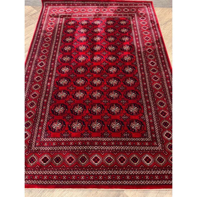 Dubai 62098 Traditional Bokhara Floral Motif Medallion Border Soft Patterned Red Rug-Think Rugs-Rug Love - The Most Loved Rug Store