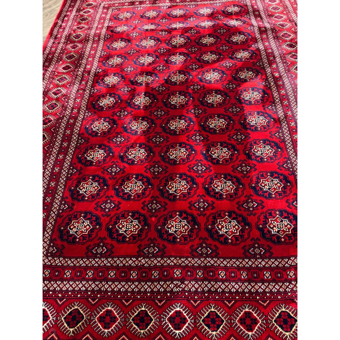 Dubai 62098 Traditional Bokhara Floral Motif Medallion Border Soft Patterned Red Rug-Think Rugs-Rug Love - The Most Loved Rug Store