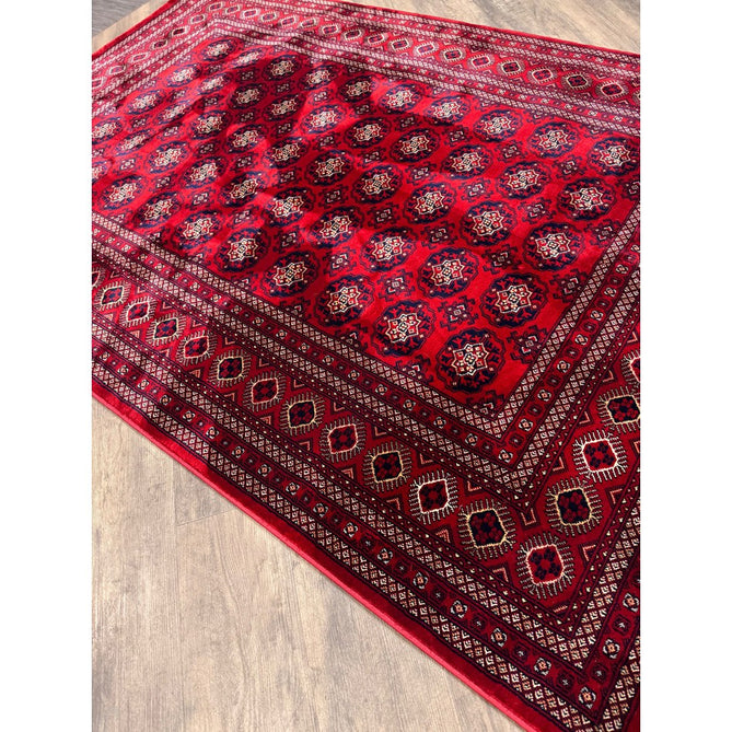 Dubai 62098 Traditional Bokhara Floral Motif Medallion Border Soft Patterned Red Rug-Think Rugs-Rug Love - The Most Loved Rug Store
