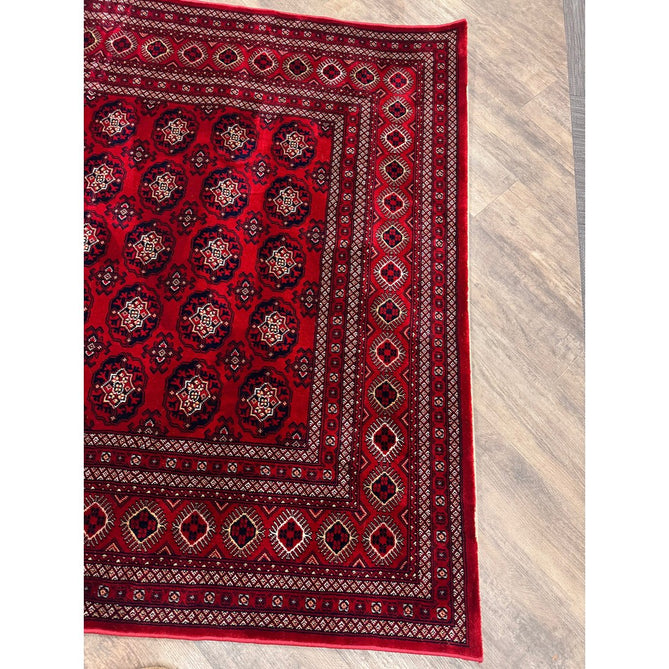 Dubai 62098 Traditional Bokhara Floral Motif Medallion Border Soft Patterned Red Rug-Think Rugs-Rug Love - The Most Loved Rug Store