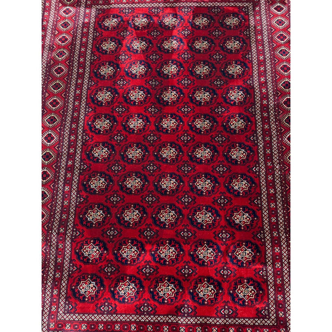 Dubai 62098 Traditional Bokhara Floral Motif Medallion Border Soft Patterned Red Rug-Think Rugs-Rug Love - The Most Loved Rug Store