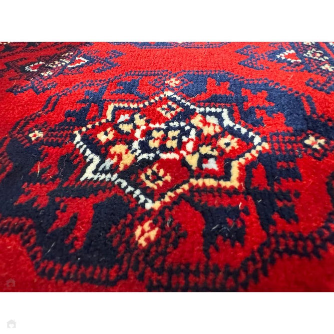 Dubai 62098 Traditional Bokhara Floral Motif Pattern Medallion Border Soft High Density Smooth Touch Polyester Deep Red/Navy/Black/White Runner-Think Rugs-Rug Love - The Most Loved Rug Store