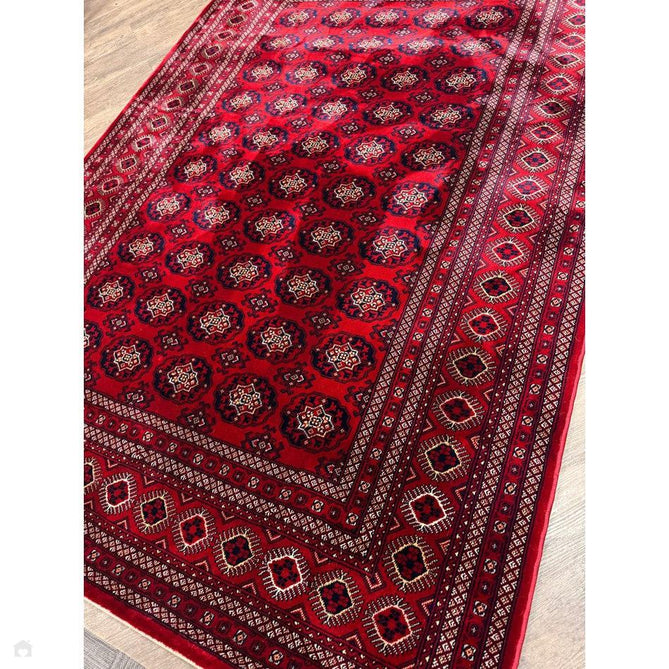 Dubai 62098 Traditional Bokhara Floral Motif Pattern Medallion Border Soft High Density Smooth Touch Polyester Deep Red/Navy/Black/White Runner-Think Rugs-Rug Love - The Most Loved Rug Store